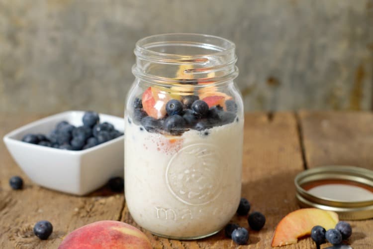 Blueberry & Peach Overnight Oats With Greek Yogurt