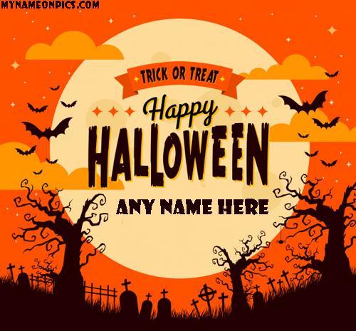 Happy Halloween Wishes Greeting Card With Name