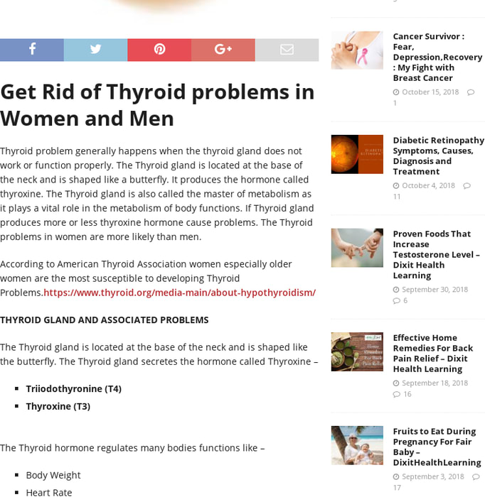 Get Rid of Thyroid problems in Women Once and For All