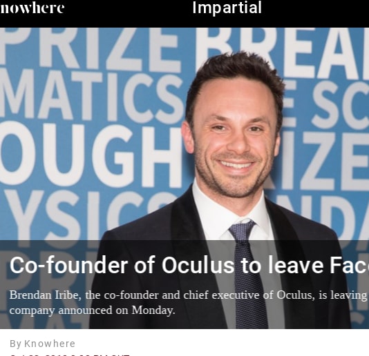 Co-founder of Oculus to leave Facebook