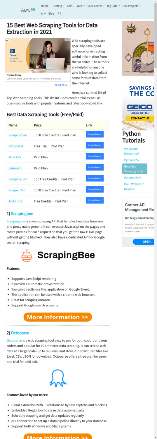 15 Best Web Scraping Tools for Data Extraction in 2021