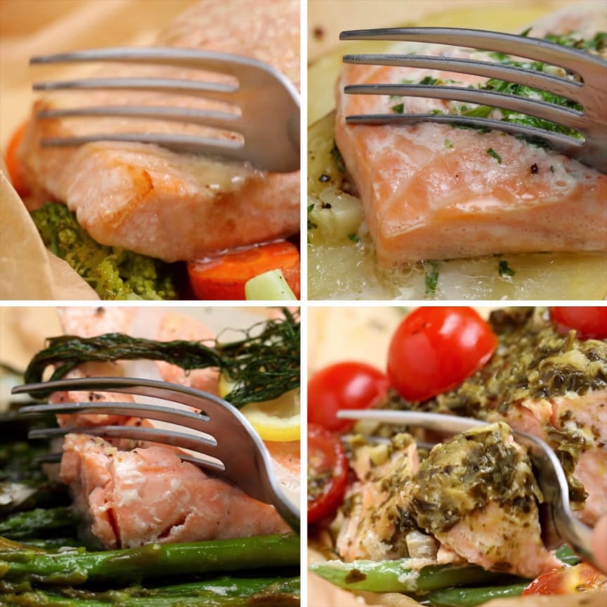 Parchment Baked Salmon 4 Ways | Recipes