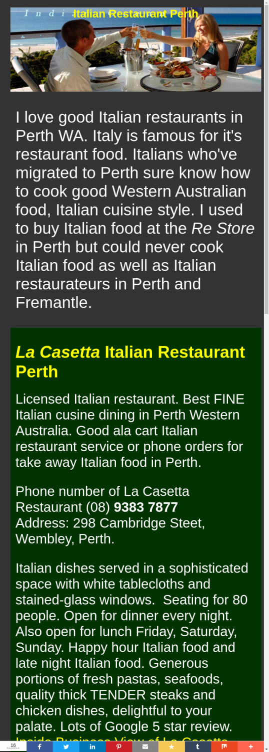 Italian Restaurant Perth, Perth's best cuisine of northern Italy