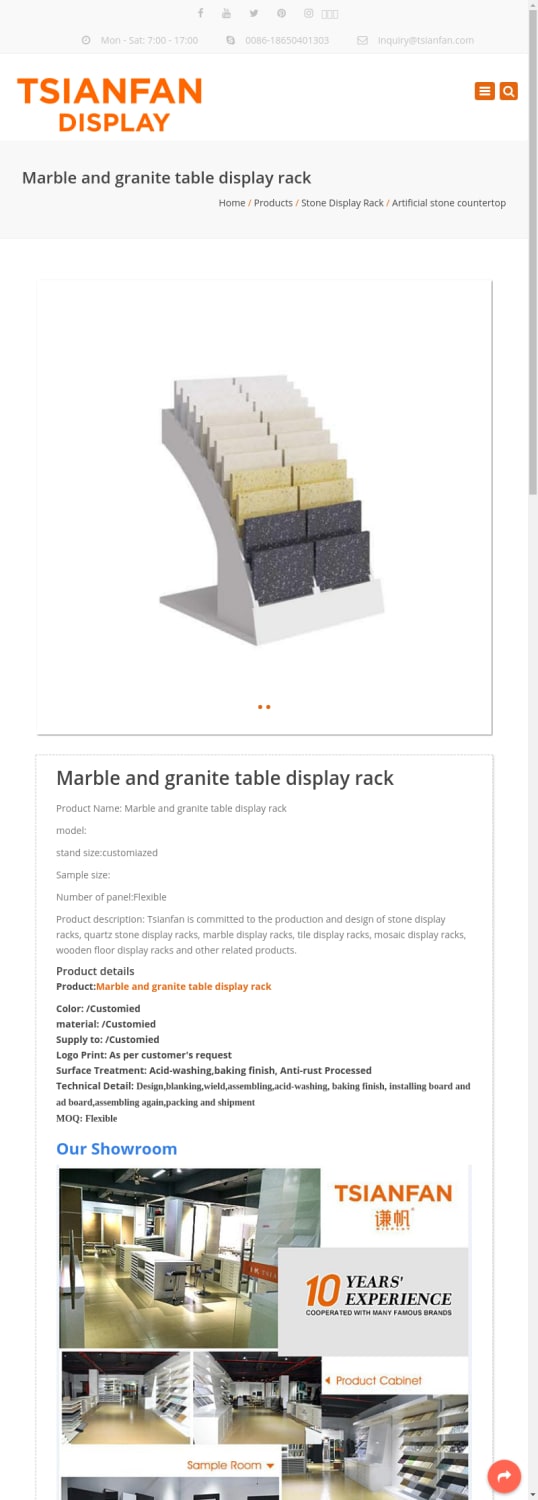 Marble and granite table display rack