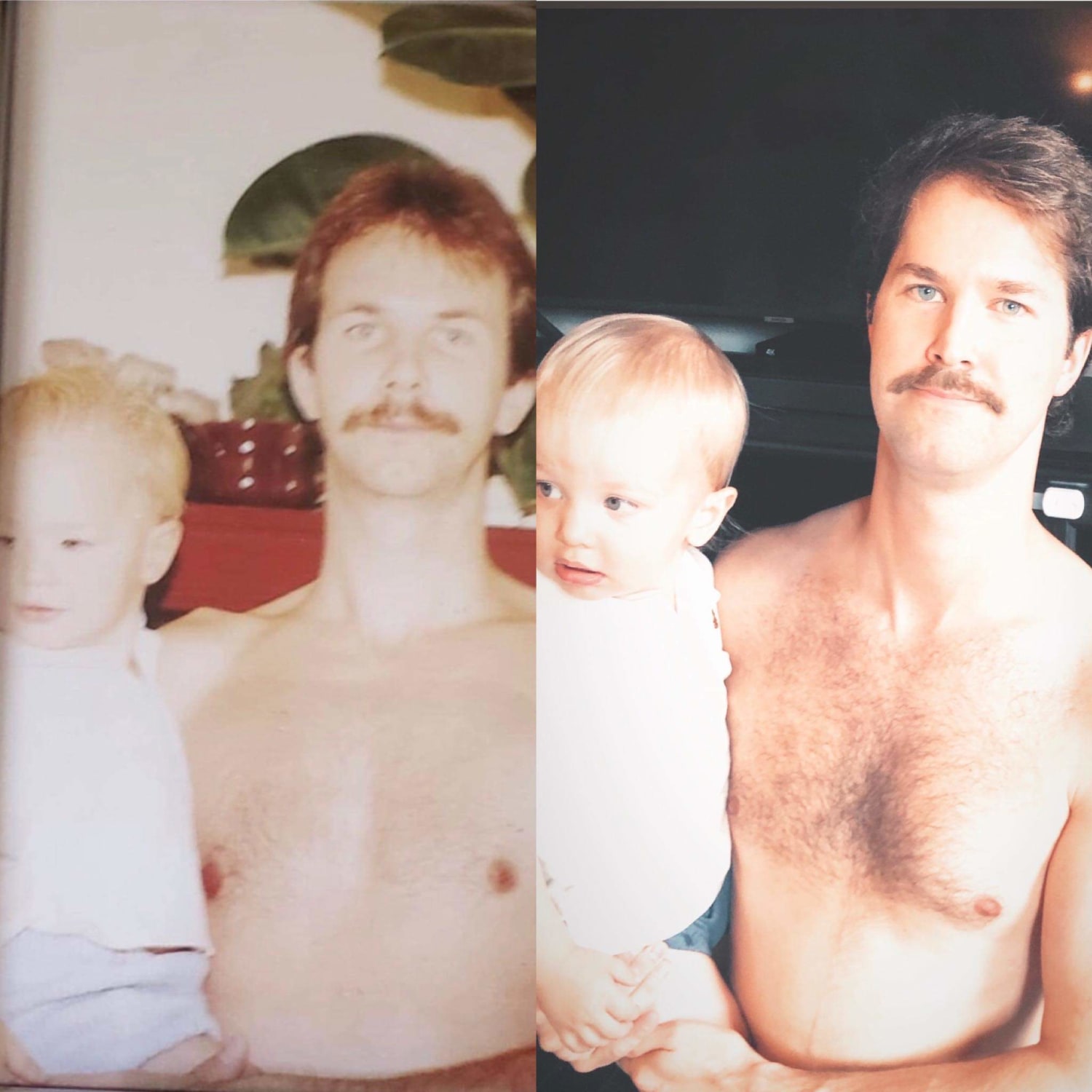 Dad holding me circa 1987. Me holding my son 2020.