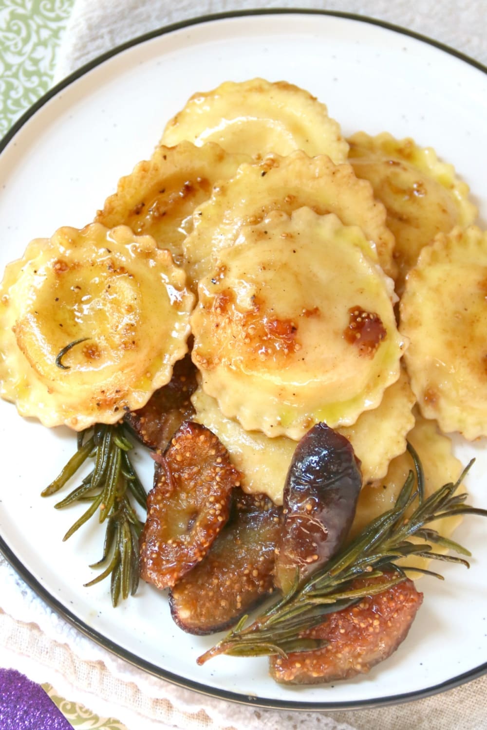 Caramelized Figs & Ravioli with Rosemary Avocado Plant-Based Butter