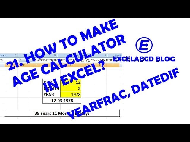 How to calculate age in Excel?