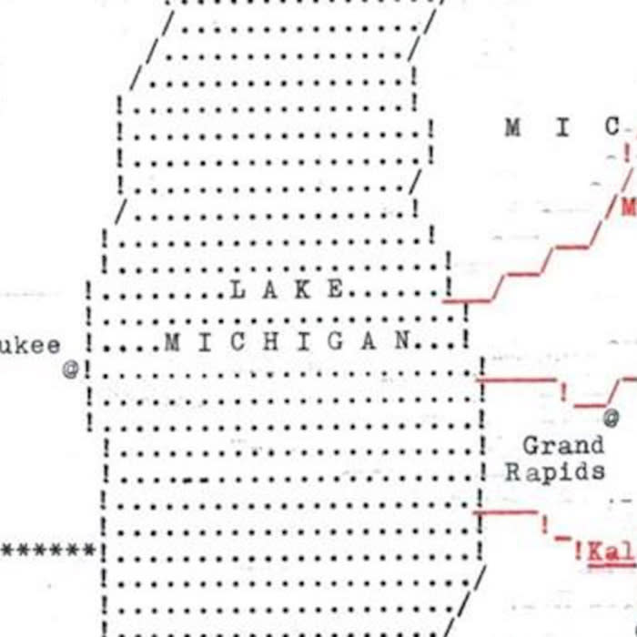 This amazing map of Lake Michigan was made entirely by typewriter
