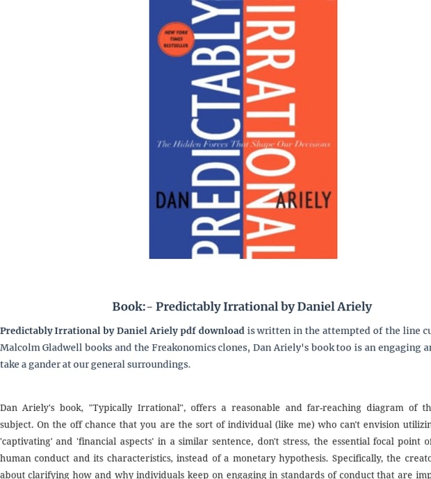 Predictably Irrational by Daniel Ariely pdf download
