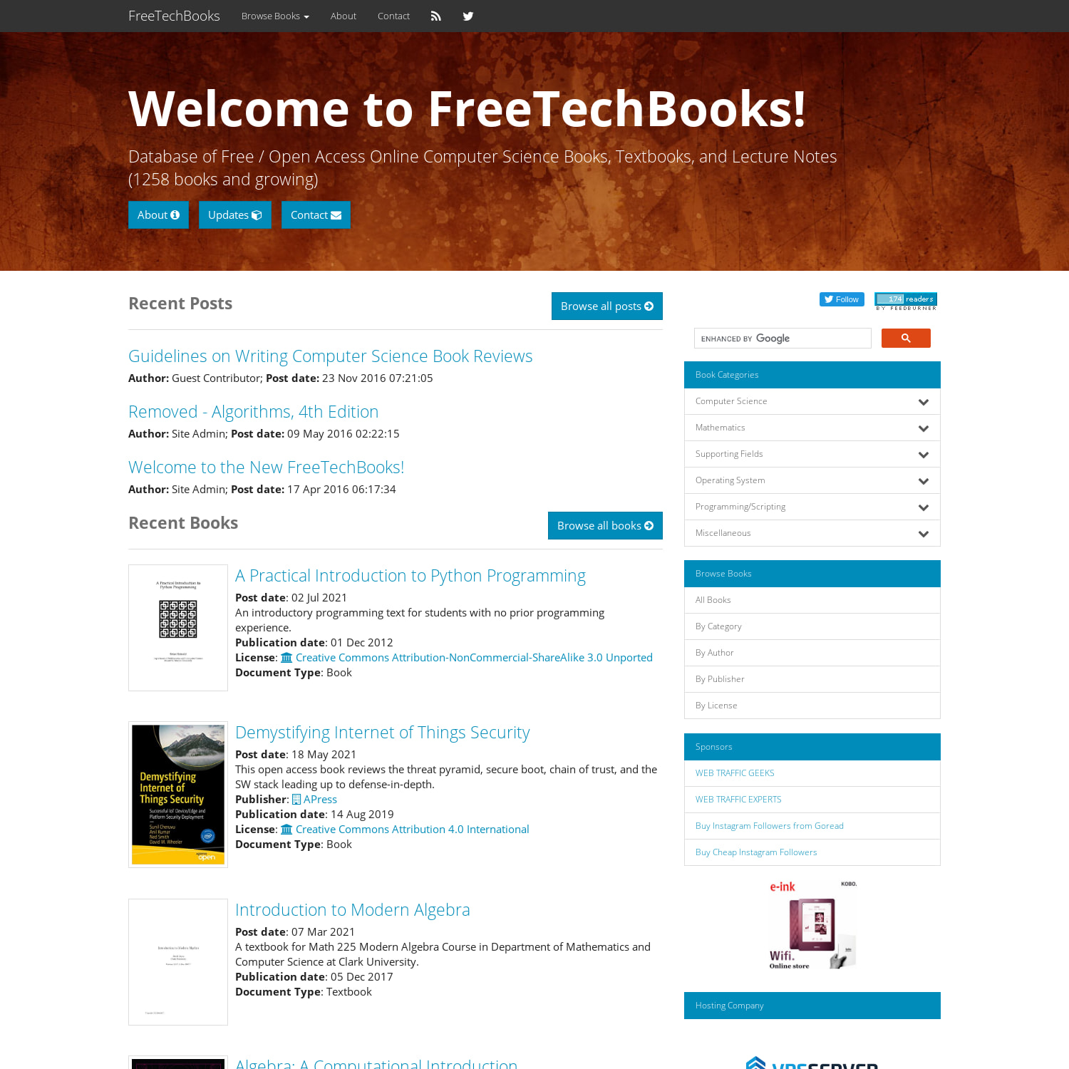 Free / Open Acess Online Computer Science Books, Textbooks, and Lecture Notes