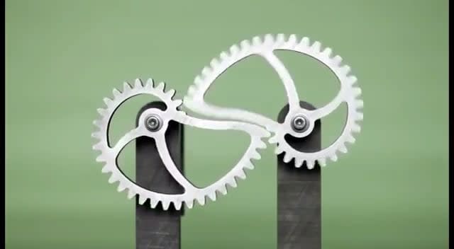 Nautilus Gears are odd-shaped gears that follow a Fibonacci spiral