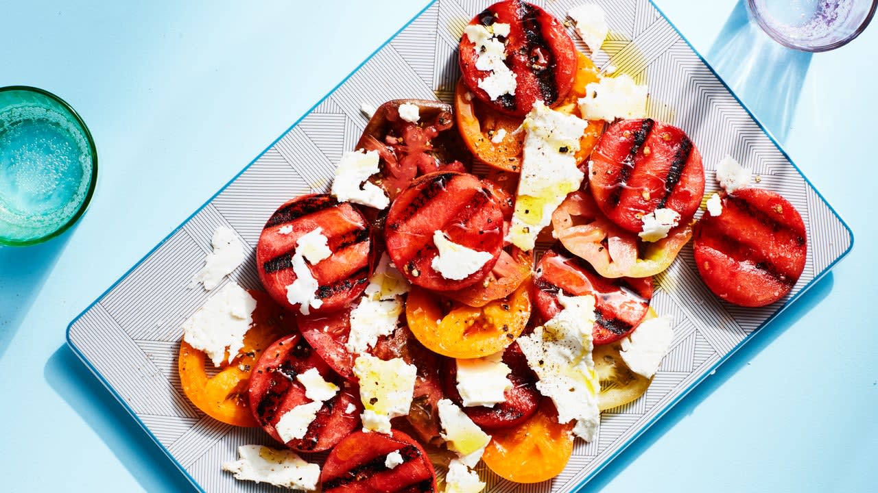 3-Ingredient Grilled Watermelon, Feta, and Tomato Salad