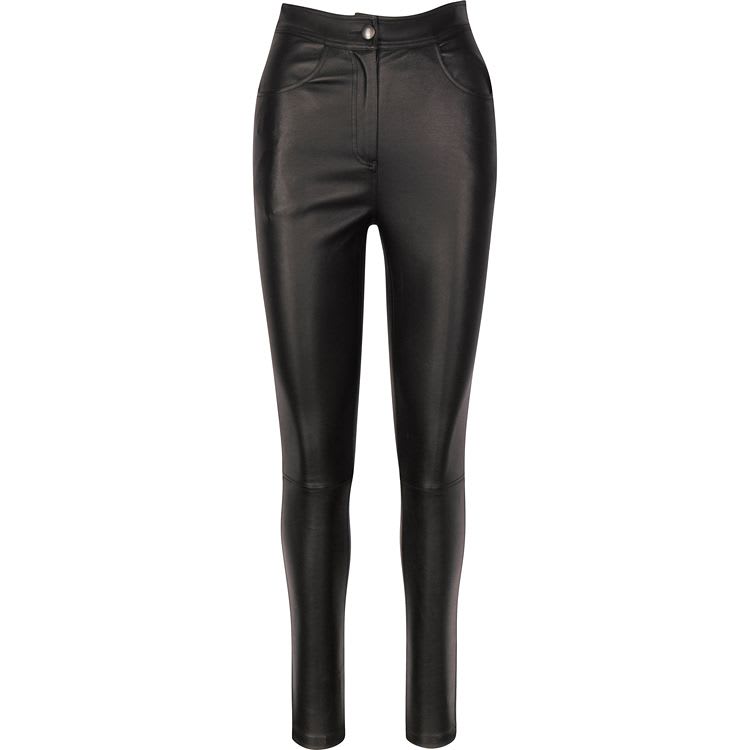 stretch Leather straight leg trouser