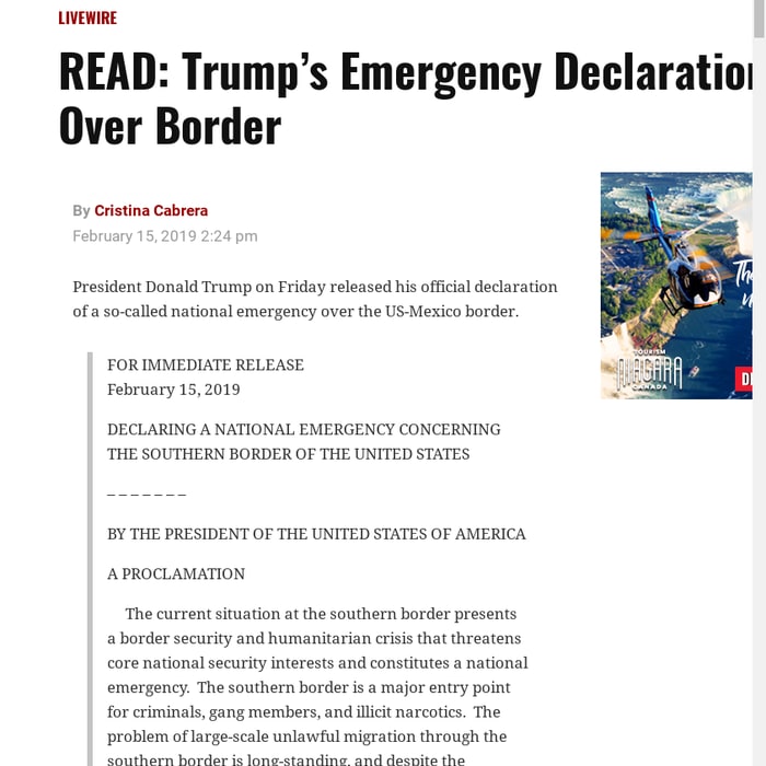 READ: Trump's Emergency Declaration Over Border