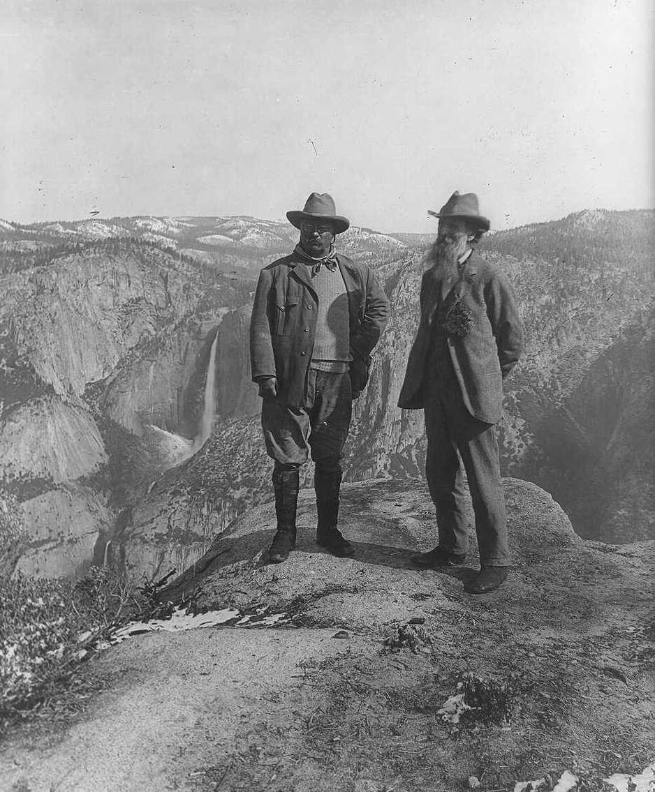 Theodore Roosevelt and John Muir on Glacier Point, Yosemite Valley, California, c1906