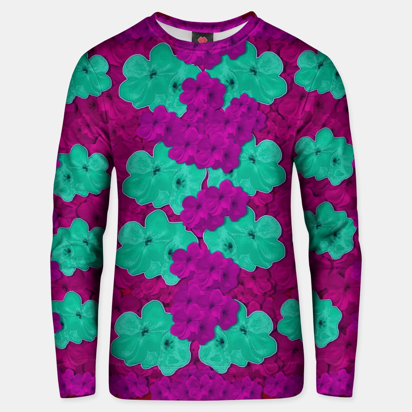 Floral and more florals popart Unisex sweater, Live Heroes