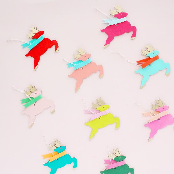 DIY Colorful Reindeer Ornaments