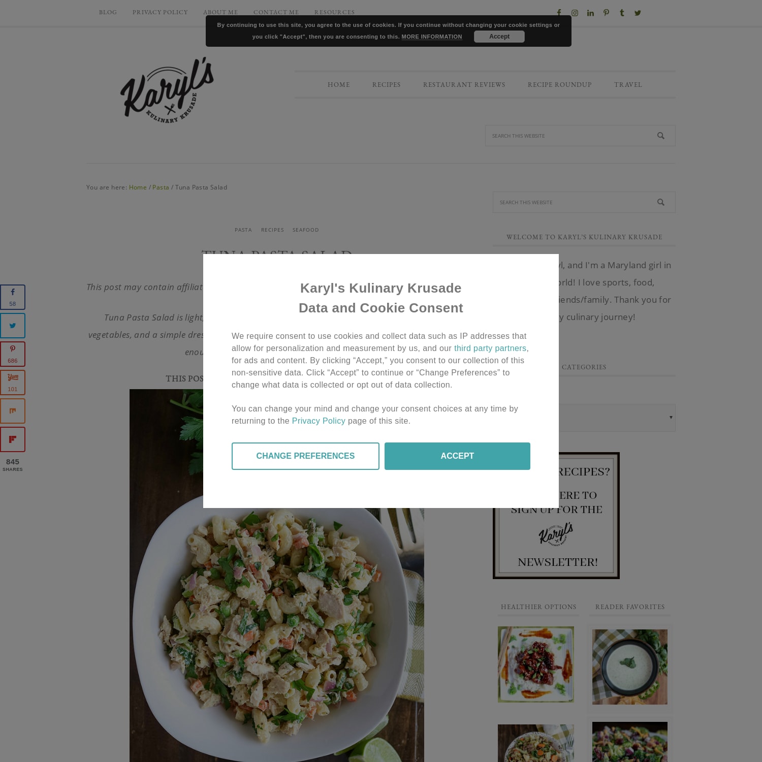 Tuna Pasta Salad by Karyl's Kulinary Krusade