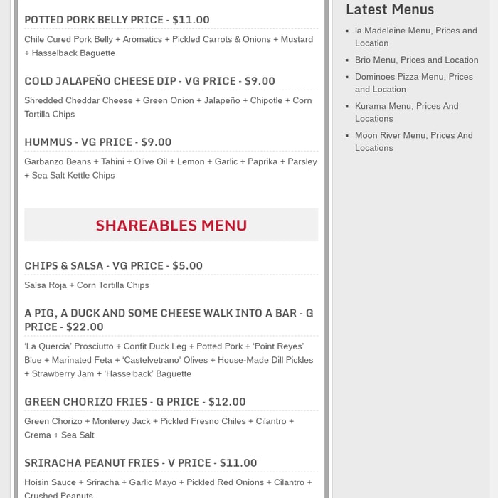 Punch Bowl Social Menu, Prices and Locations