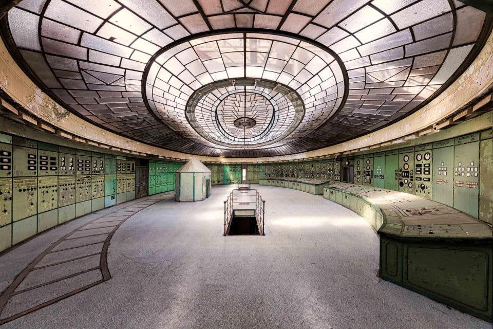 Control room of an art deco of an abandoned power station in Budapest