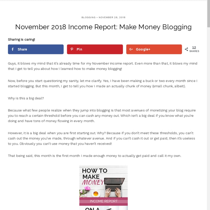 November 2018 Income Report: Make Money Blogging
