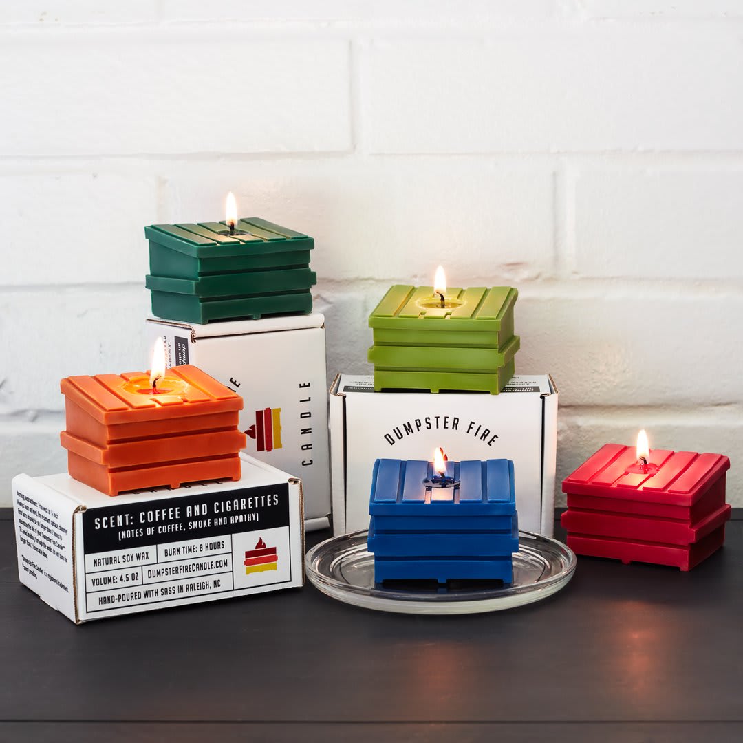 Incredibly Satisfying Symbolic Dumpster Fire Candles