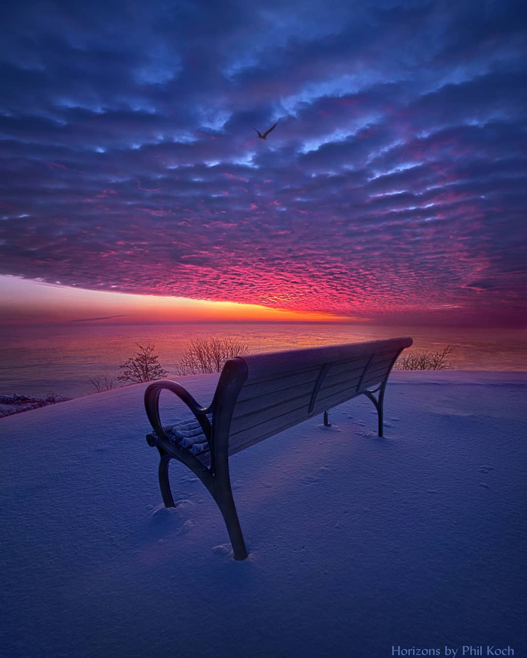 Sunrise on the shore of Lake Michigan in Wisconsin