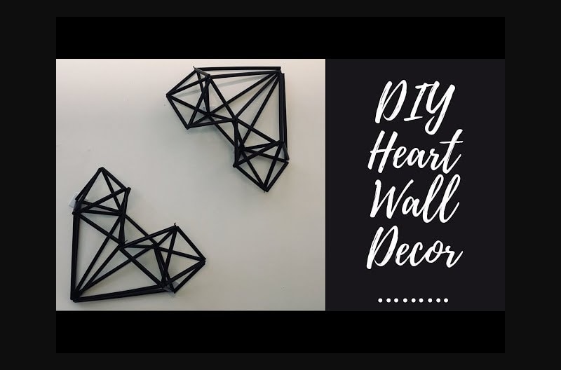 DIY geometric heart wall decor - drinking straw craft