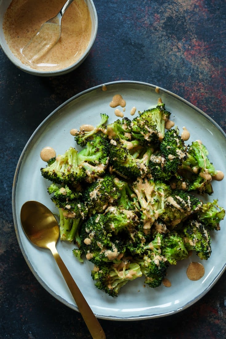 Perfect Oven Roasted Broccoli with Tandoori Ranch