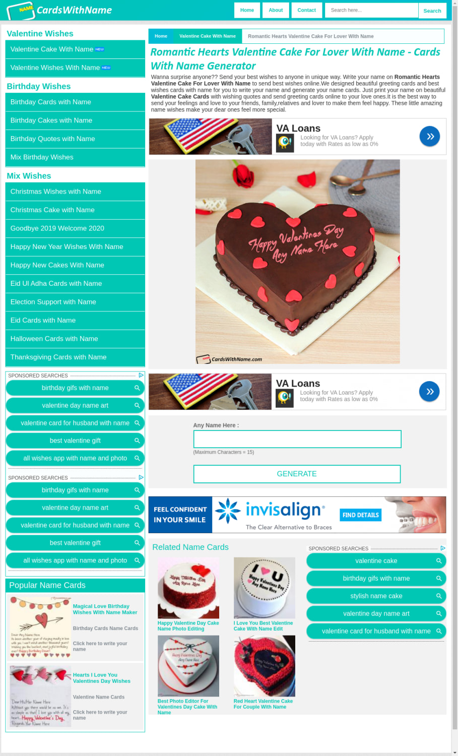 Romantic Hearts Valentine Cake For Lover With Name