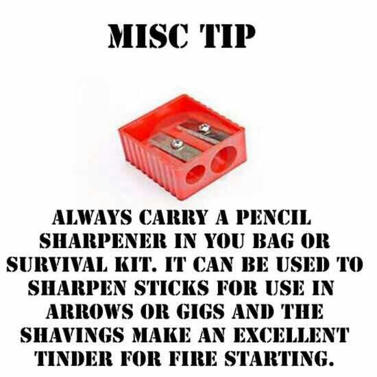 Allways have a pencil sharpener in you b.o.b. | Survival life hacks, Survival tips, Emergency prepping