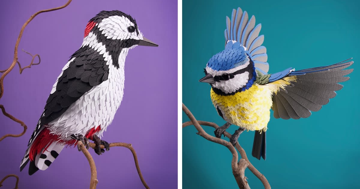 Artist Uses 4,000 Pieces of Paper to Bring Her Bird and Butterfly Sculptures to Life