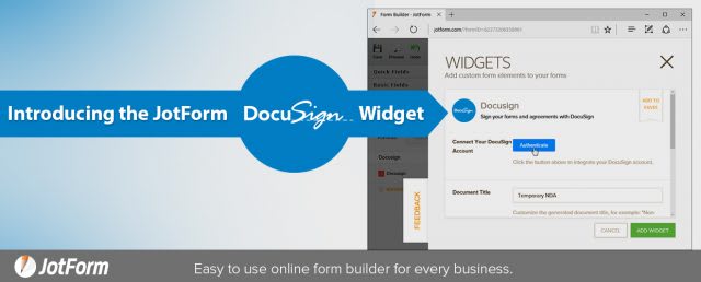 How to create Docusign forms with JotForm’s widget