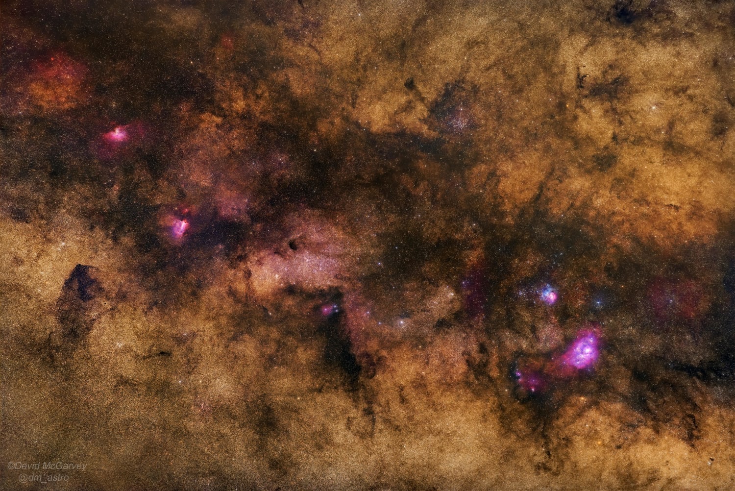 A Long Exposure Milky Way image stretching from the Lagoon Nebula to the Eagle Nebula