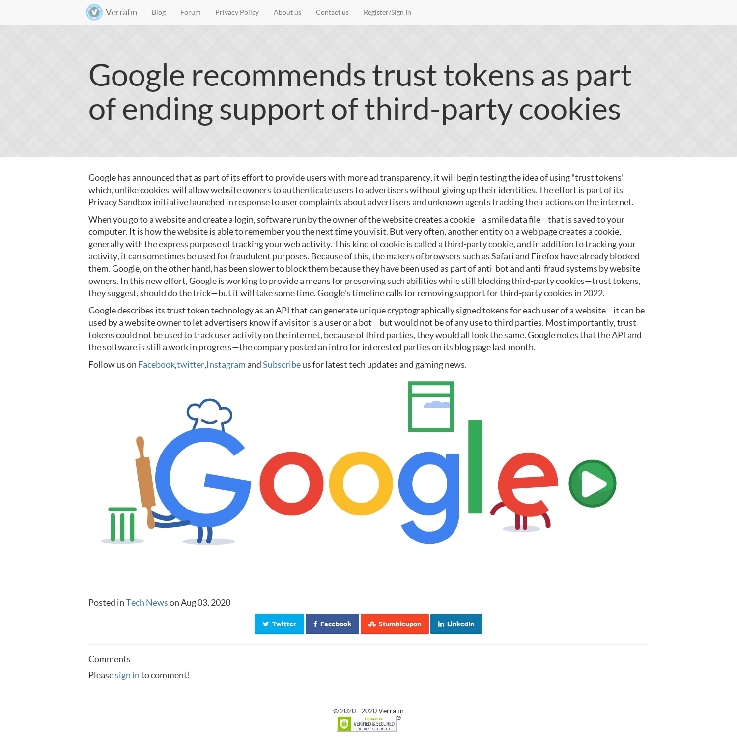 Google recommends trust tokens as part of ending support of third-party cookies
