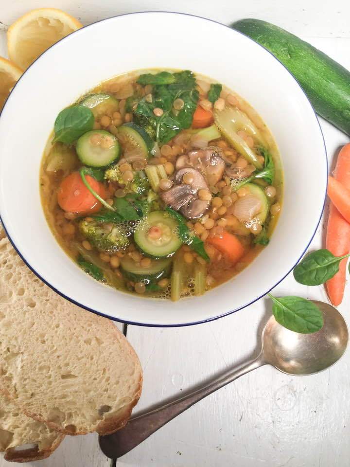 Garden fresh lentil & veggie soup