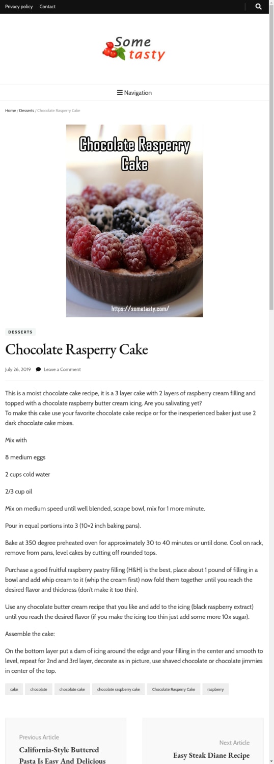 Chocolate Rasperry Cake