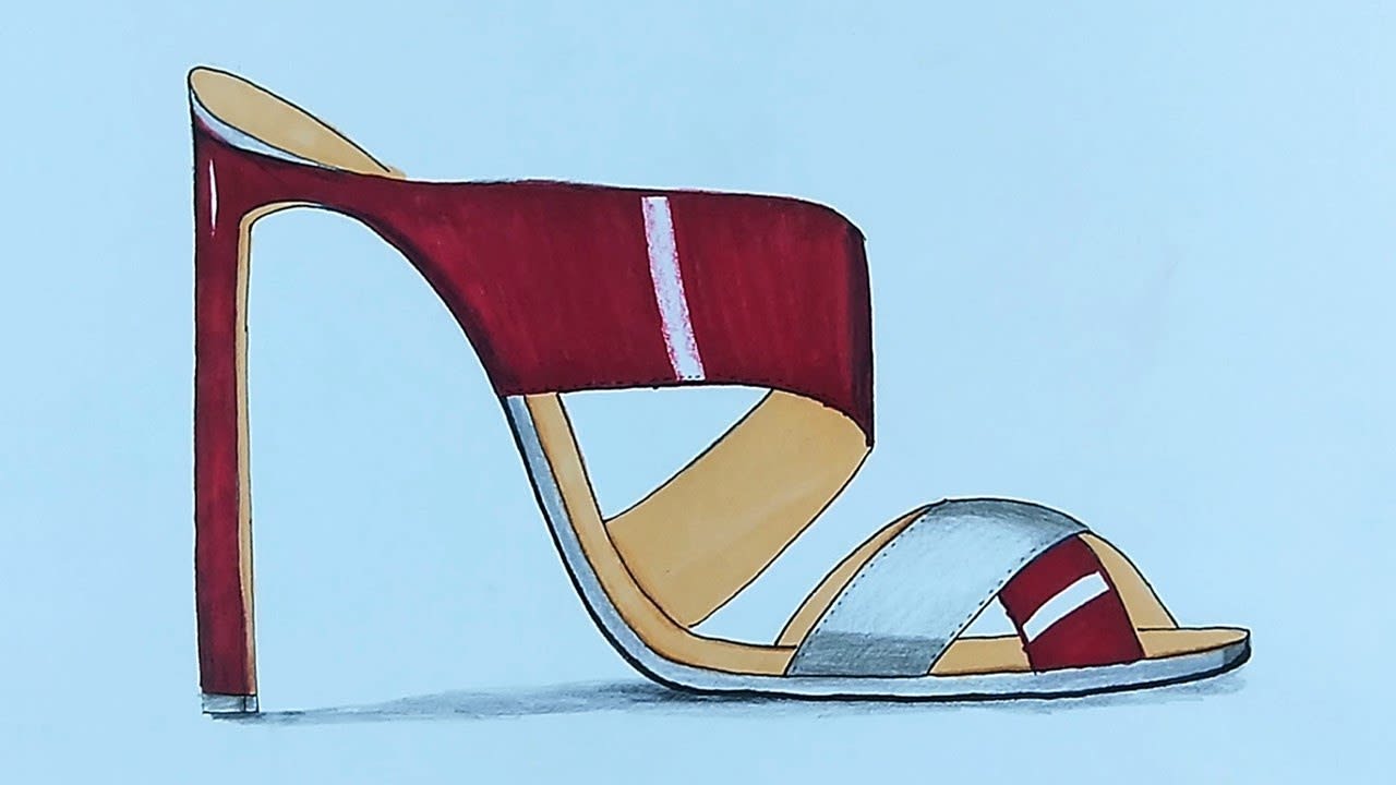 Drawing Red high heels shoes