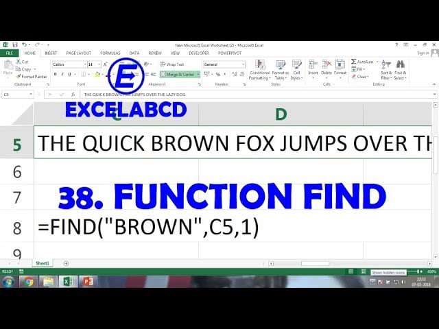 Excel function FIND