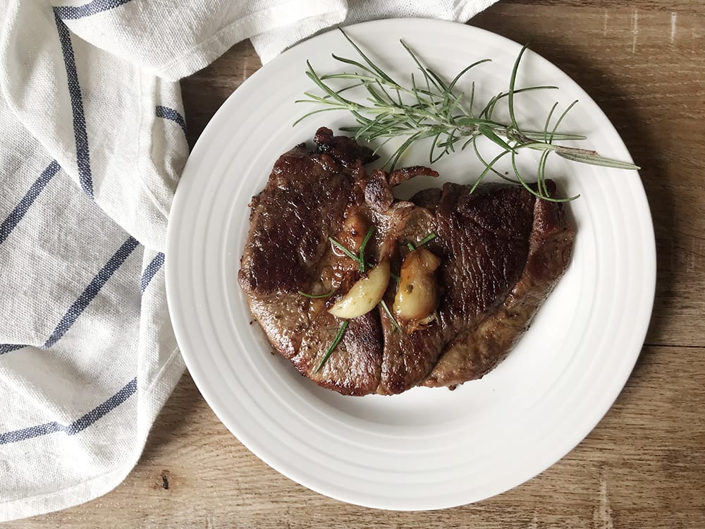 Steak With Garlic, Butter And Rosemary