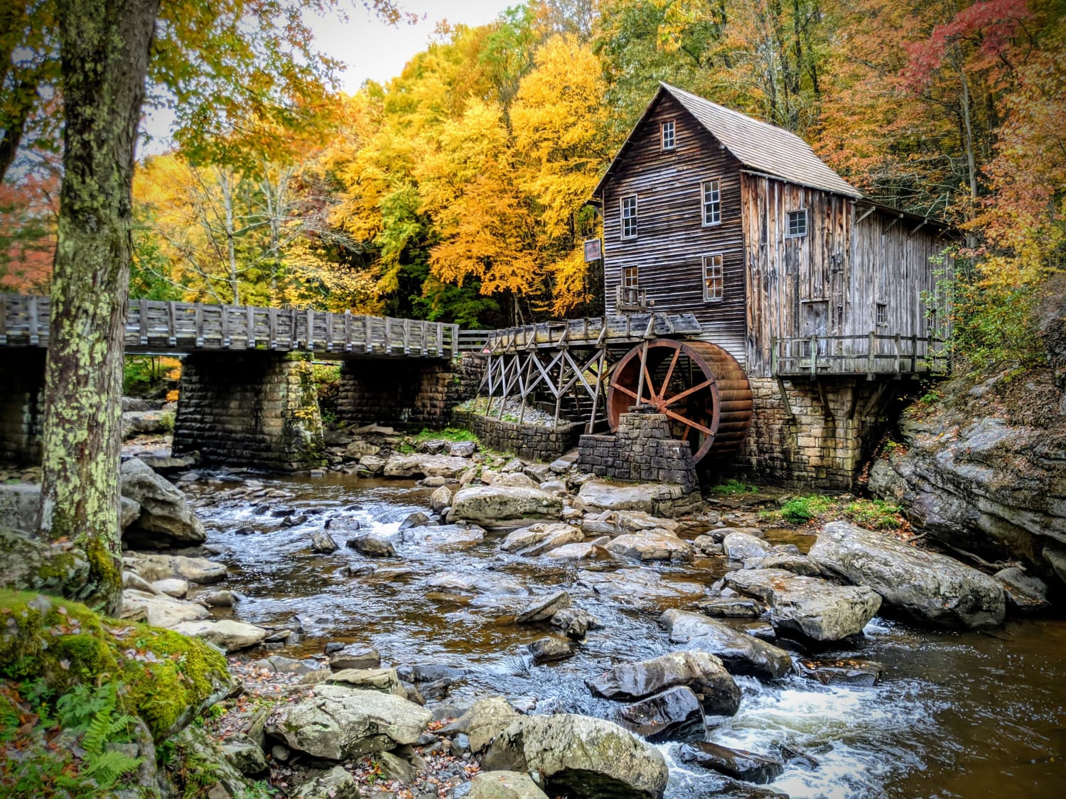 ITAP of an old grist mill on a stream