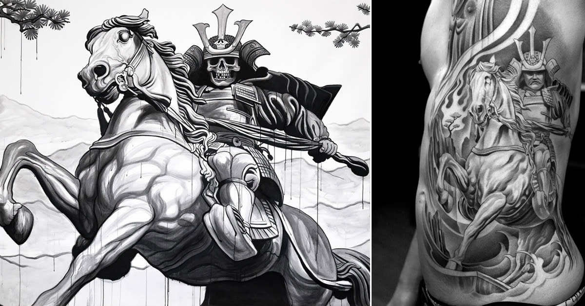 black & gray tattoo artist jun cha works across sculpture and painting in his creations