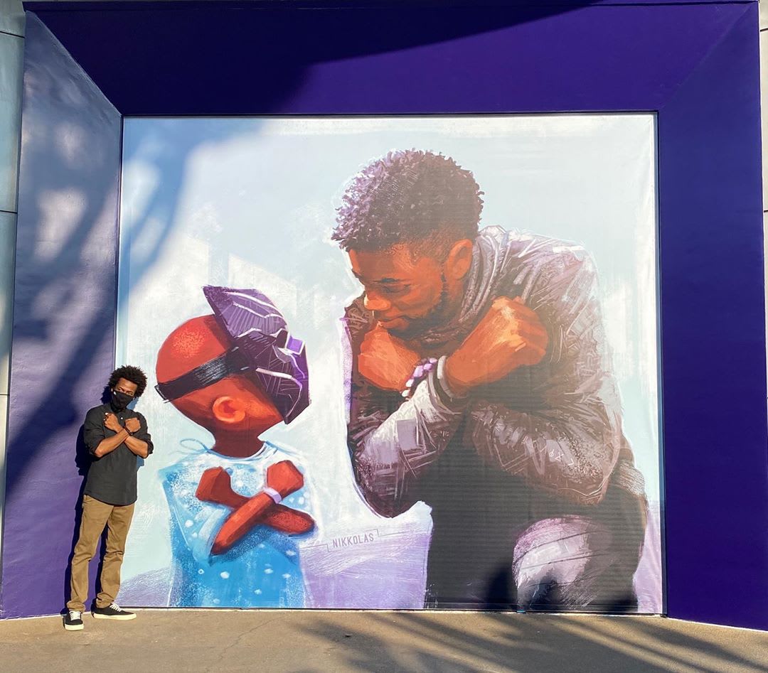 Chadwick Boseman Mural By Nikkolas Smith Unveiled At Downtown Disney
