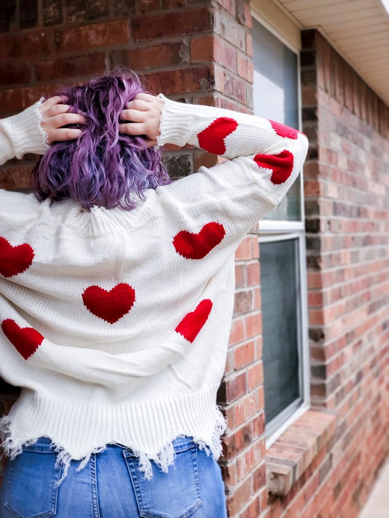 Chunky Distressed Heart Sweater - The Brock Blog