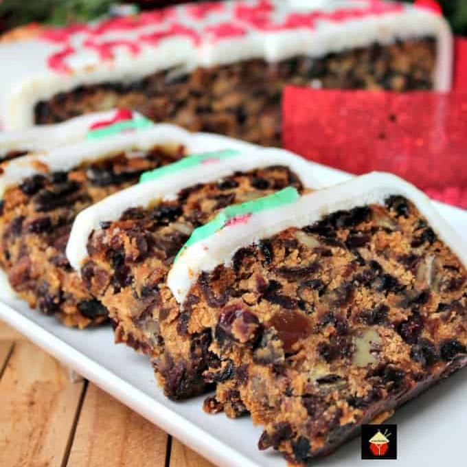 Cranberry and Pecan Christmas Cake with delicious fruits and Spiced Rum