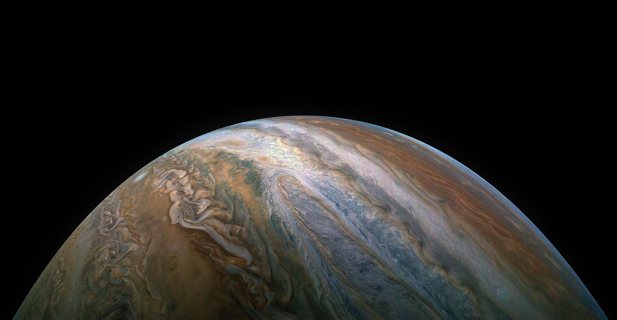 Gorgeous Images of the Planet Jupiter - 24 images from NASA's Juno spacecraft, processed by citizen scientists Seán Doran (@_TheSeaning) and Gerald Eichstädt -- beautiful.