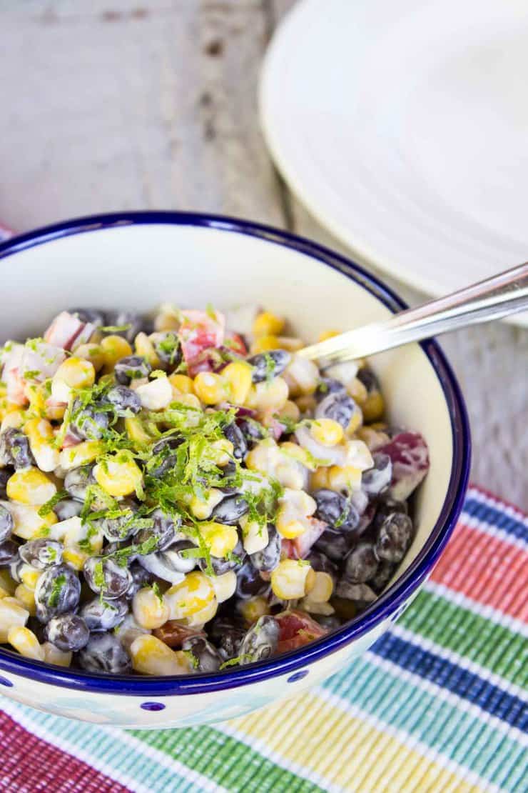 Black Bean and Corn Salad with a Jalapeno Lime Dressing.