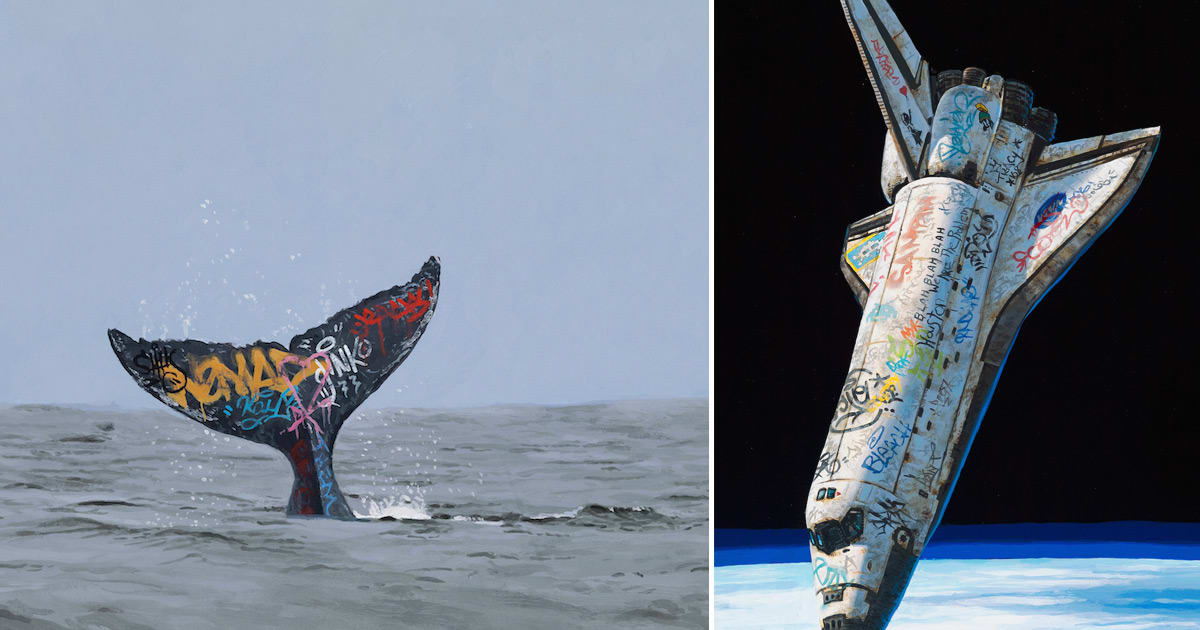 Speculative Paintings of a Graffiti-Covered Earth by Josh Keyes