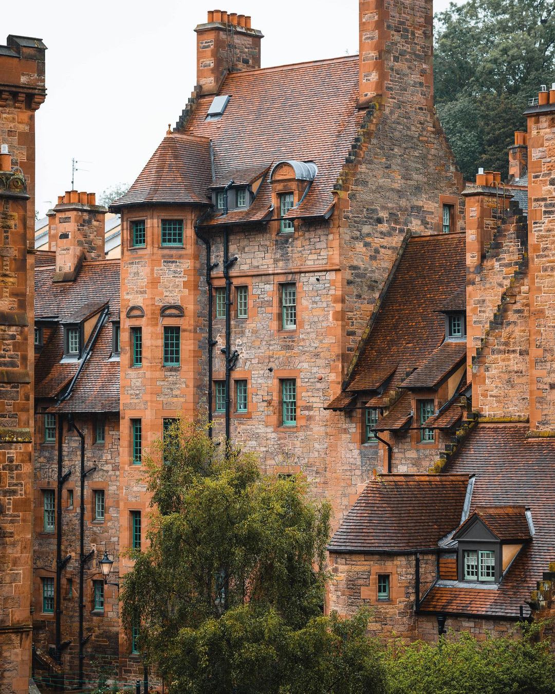Well Court, designed as model housing for local workers and finished in 1886 in Dean Village, Edinburgh, Scotland.