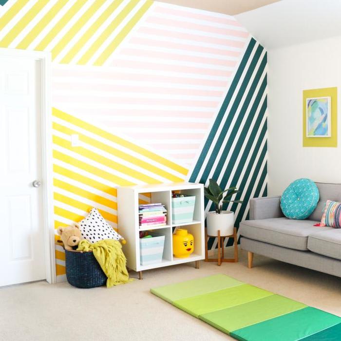Colorful Playroom Refresh and DIY Striped Wall